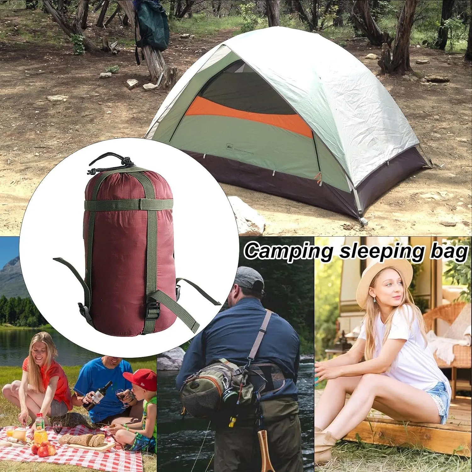 Pack Bags for Backpacking, Sleeping Bag | Portable Sleeping Bag Fabric Bags - Waterproof Nylon Backpack Bag, Sleeping Bag Storage Bag for Travel, Camping, Outdoor Sports