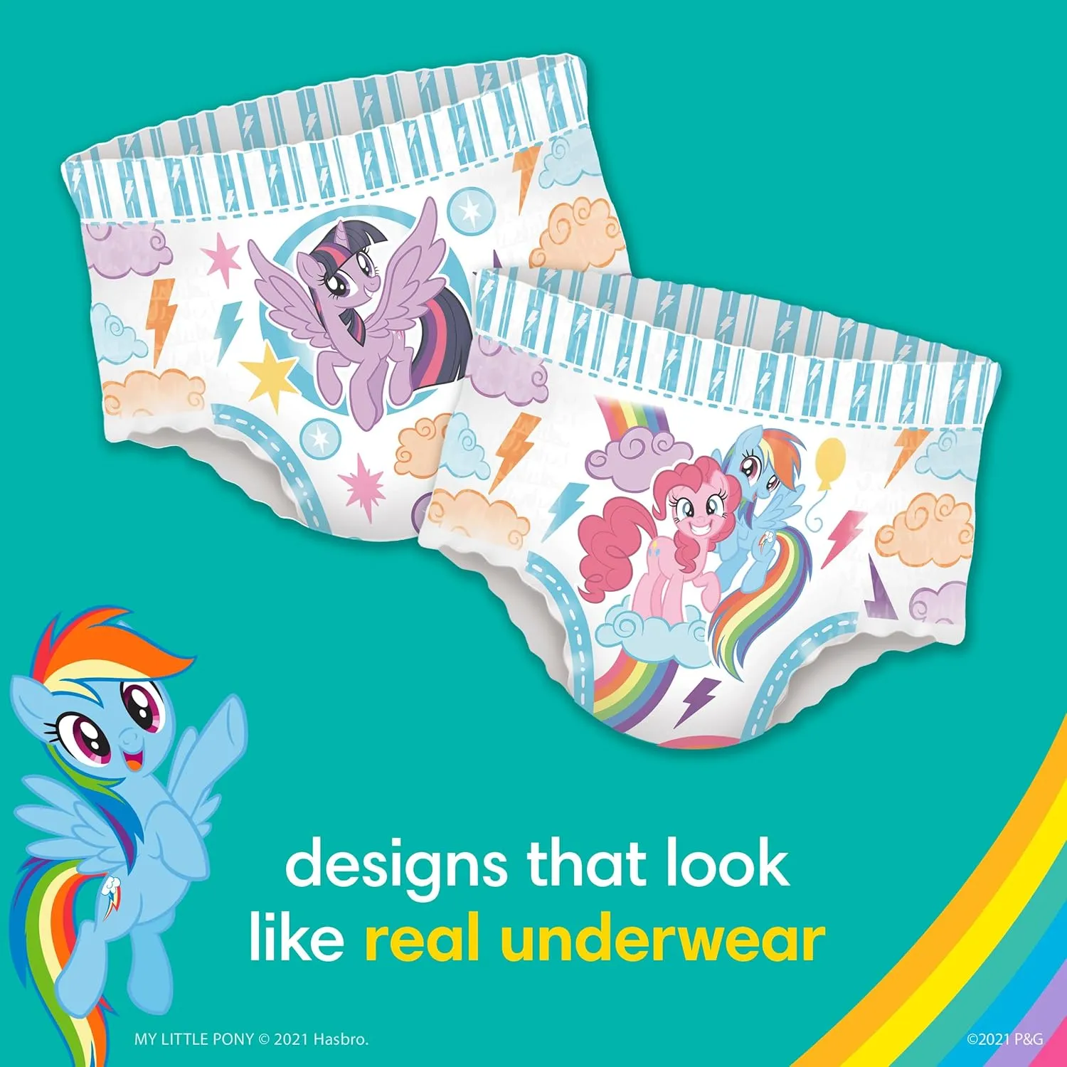 Pampers Easy Ups Pull On Training Pants My Little Pony, 2T-3T, 140 Count with Sensitive Water Based Baby Wipes 4X Pop-Top Packs (336 Count)