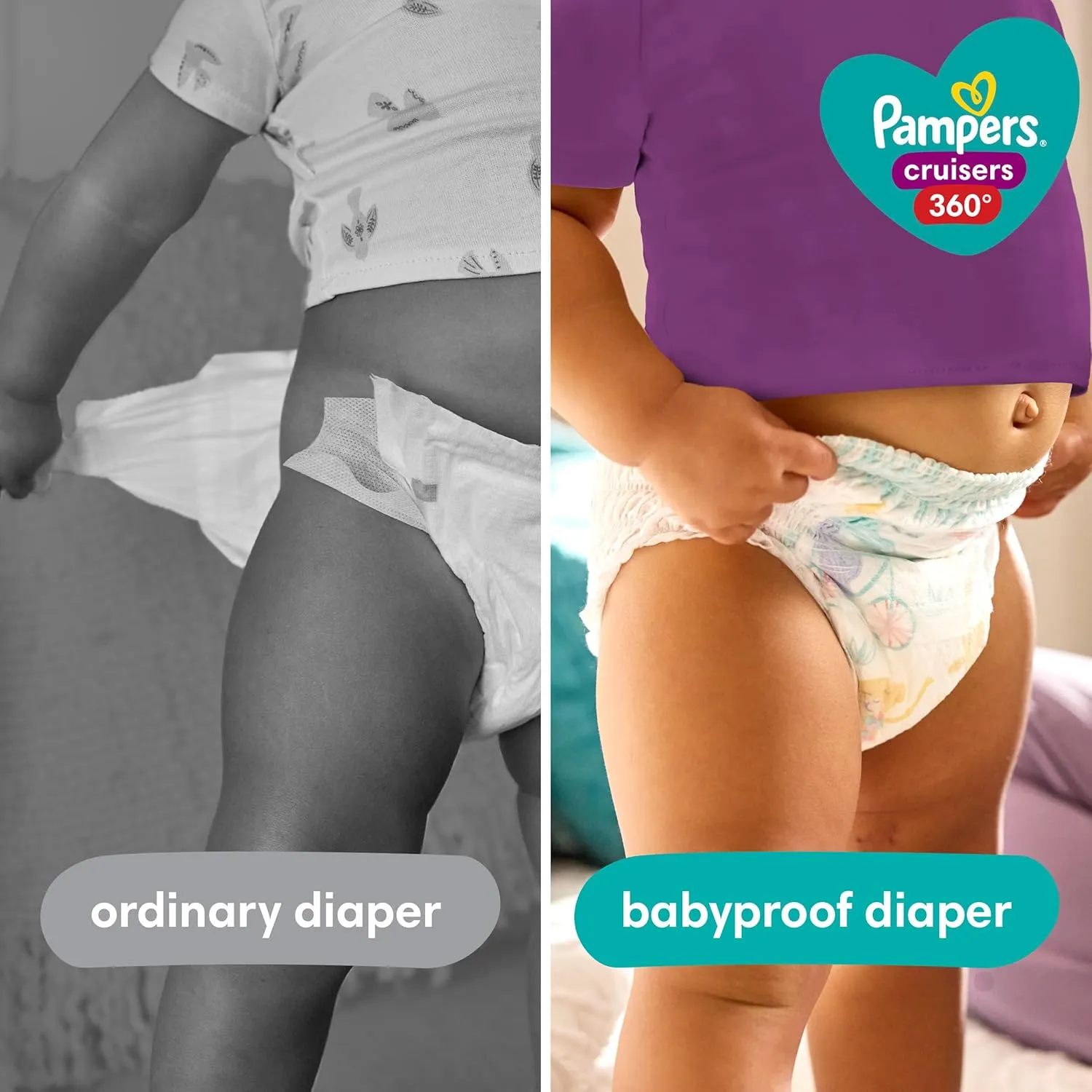 Pampers Pull On Cruisers 360° Fit Disposable Baby Diapers Size 6, 104 Count with Sensitive Water Based Baby Wipes 4X Pop-Top Packs (336 Count)
