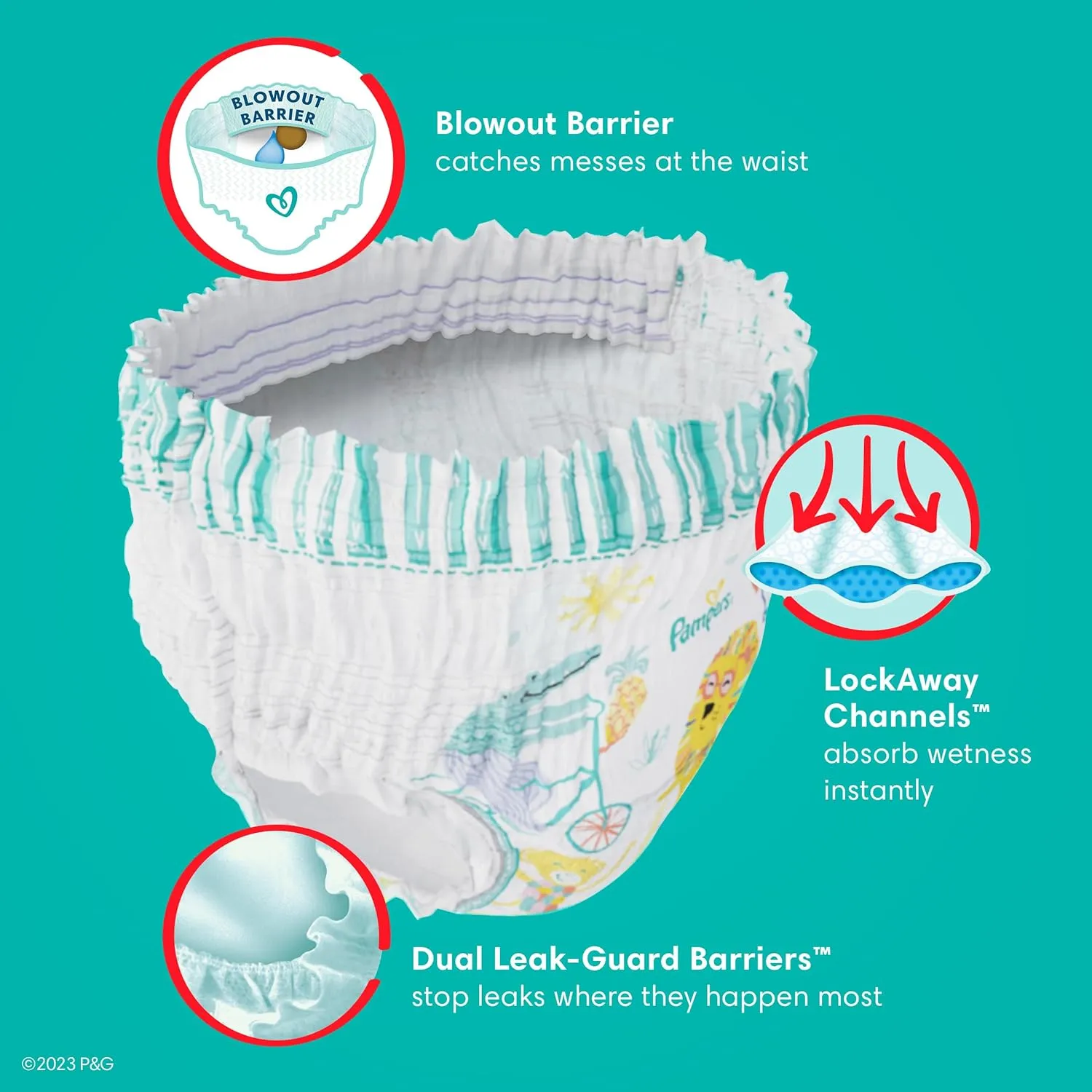 Pampers Pull On Cruisers 360° Fit Disposable Baby Diapers Size 6, 104 Count with Sensitive Water Based Baby Wipes 4X Pop-Top Packs (336 Count)