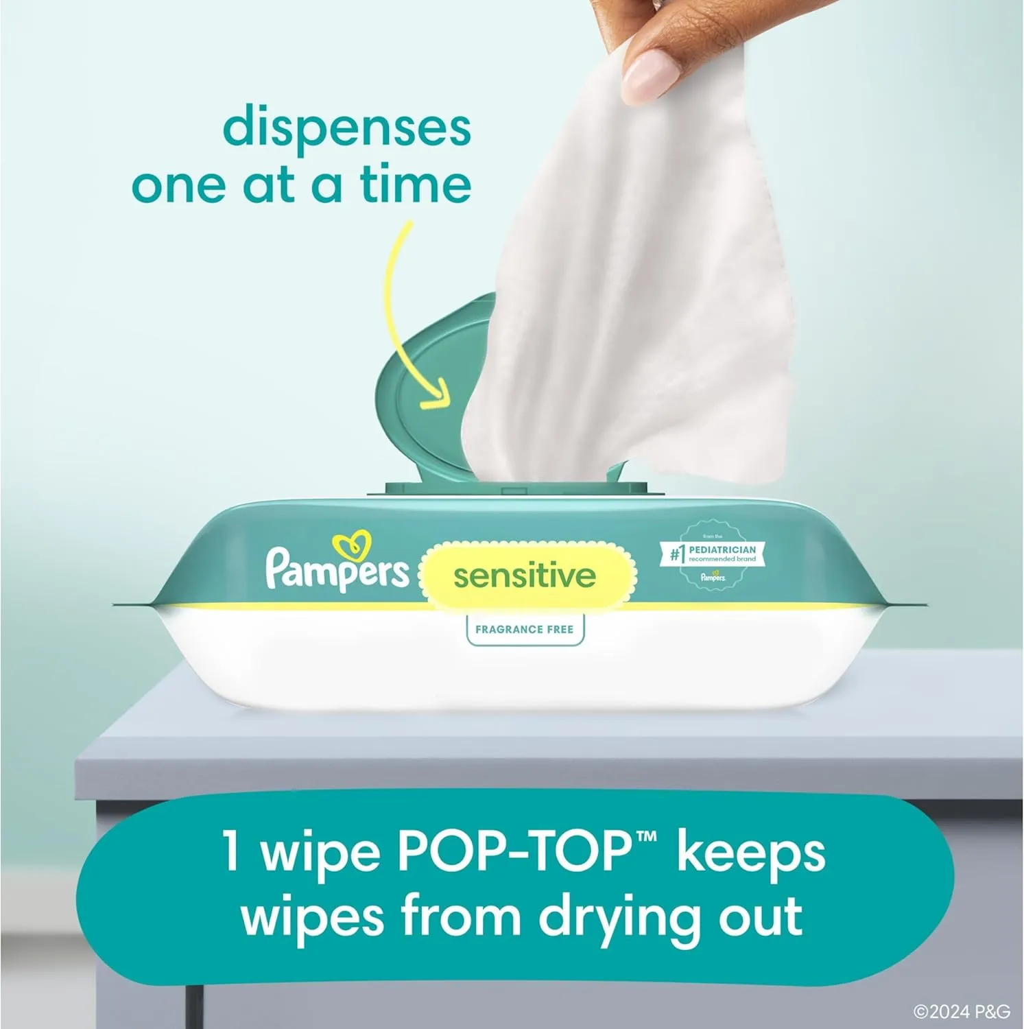 Pampers Pull On Cruisers 360° Fit Disposable Baby Diapers Size 6, 104 Count with Sensitive Water Based Baby Wipes 4X Pop-Top Packs (336 Count)