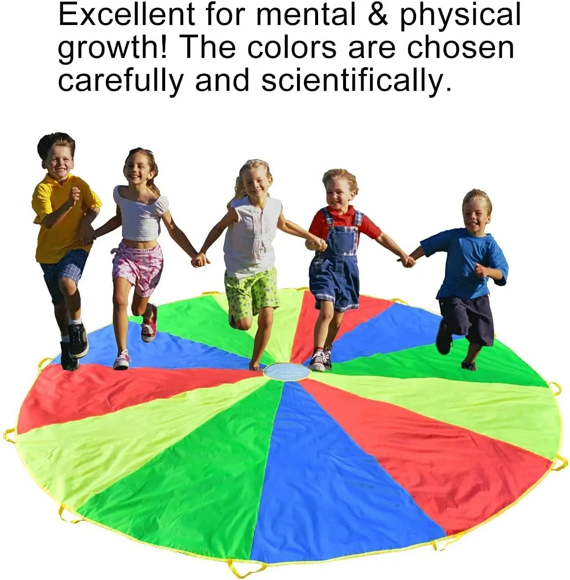 Parachute with Handles 6ft 8ft 10ft 12ft 16ft 20ft Play Parachute Games for Outdoor Team Games,You Can Also Use it for Trampoline Cover Picnic Mat Furniture Cover