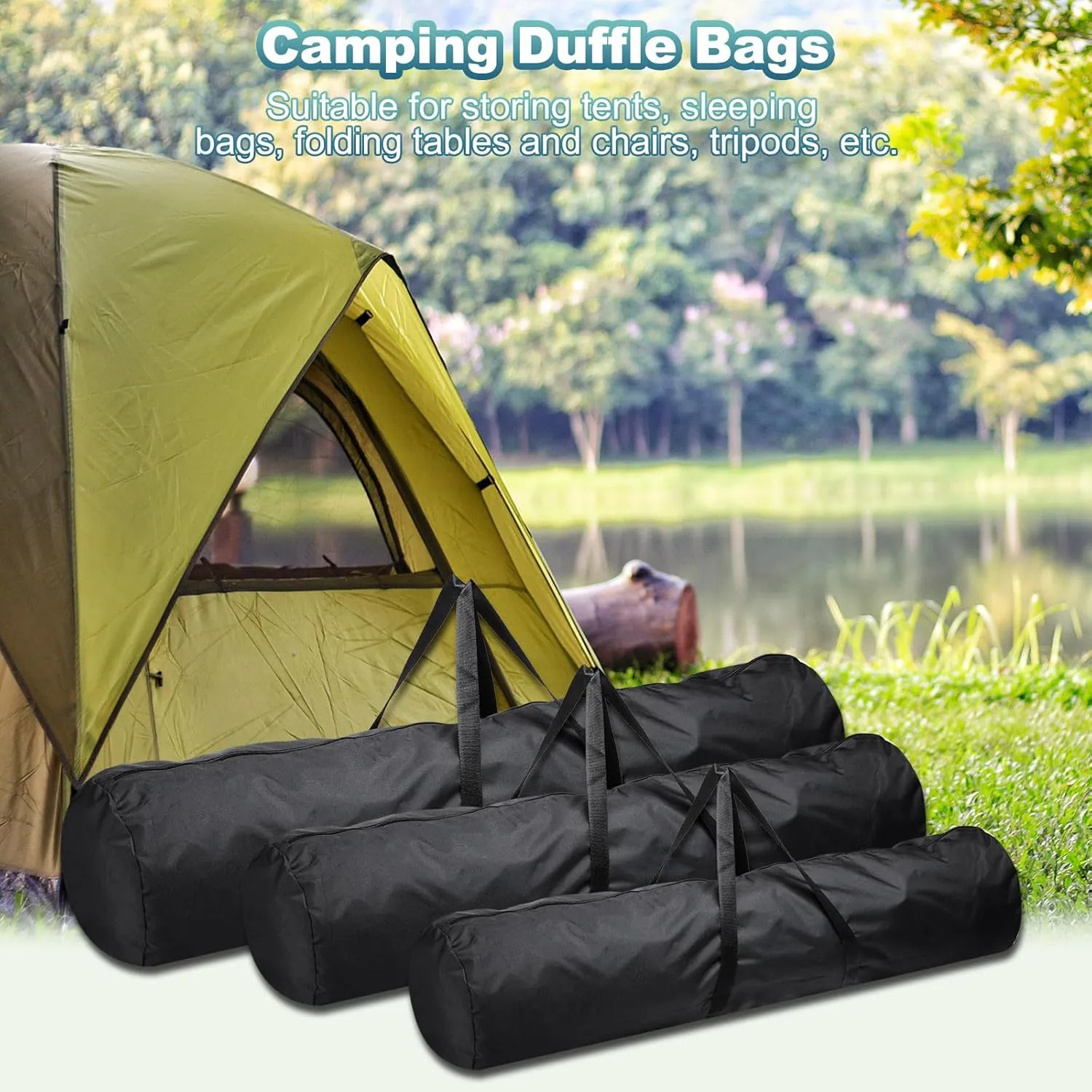 PATIKIL Folding Camping Chair Replacement Bag 39.4" x 5.5", Portable Camping Storage Tent Bag with Handle Strap for Outdoor Camping Hiking Travel, Black