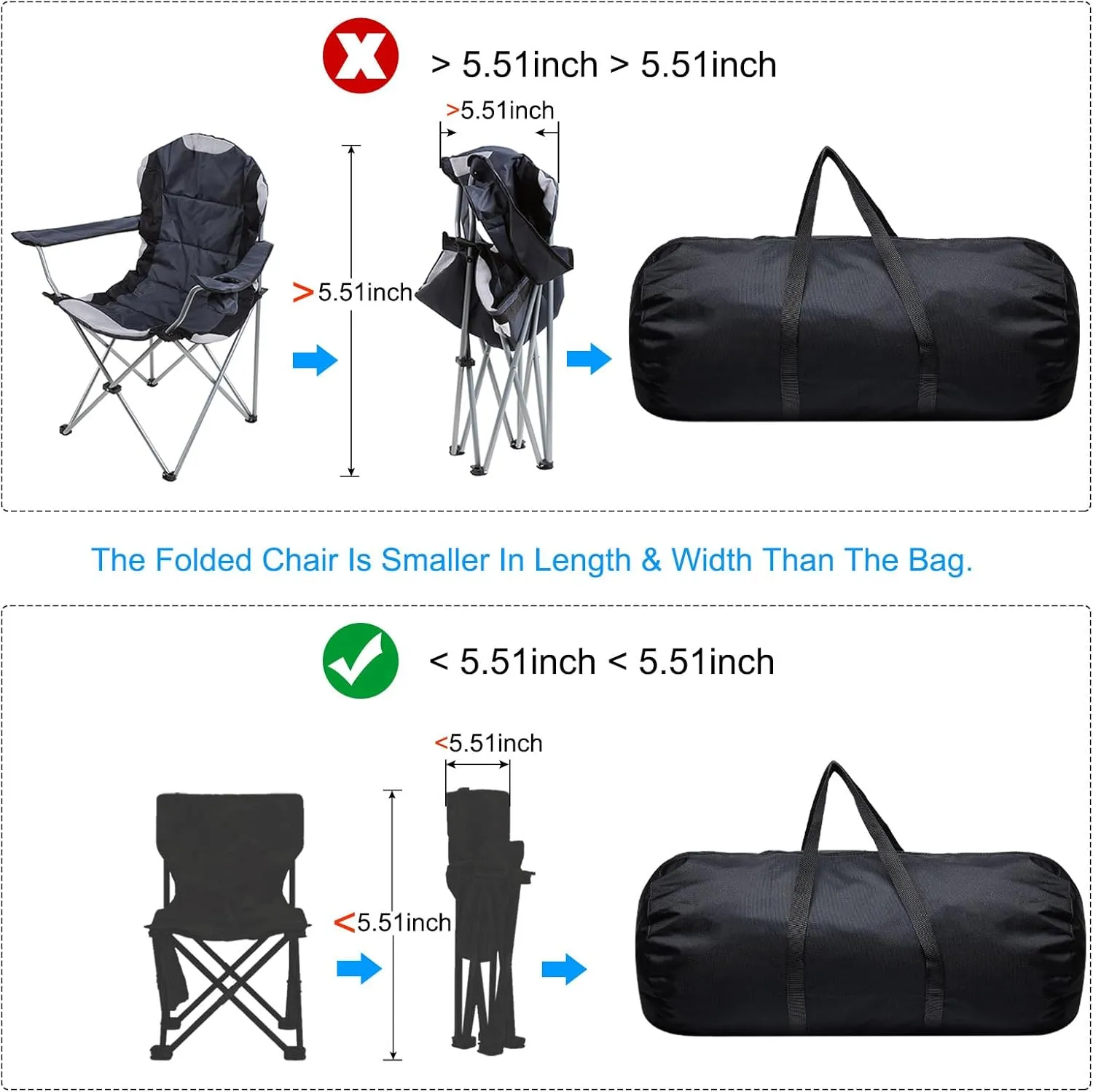 PATIKIL Folding Camping Chair Replacement Bag 39.4" x 5.5", Portable Camping Storage Tent Bag with Handle Strap for Outdoor Camping Hiking Travel, Black