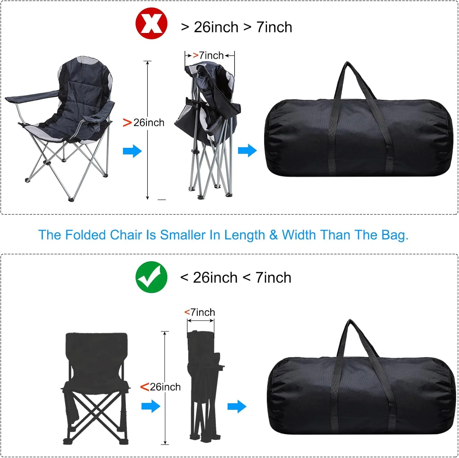 PATIKIL Folding Camping Chair Replacement Bag 39.4" x 5.5", Portable Camping Storage Tent Bag with Handle Strap for Outdoor Camping Hiking Travel, Black