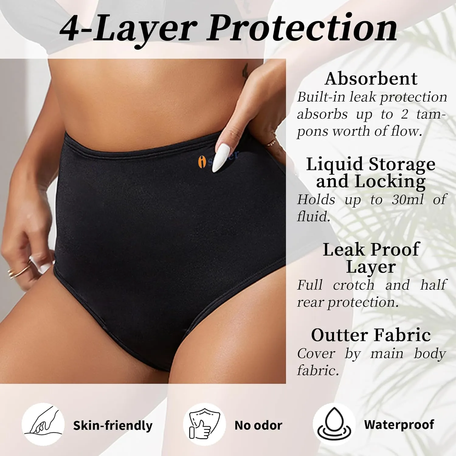 Period Swimwear Bikini - Leakproof Menstrual Swim Bottoms UPF 50 , Waterproof Swimsuit, for Women, Girls, Teens