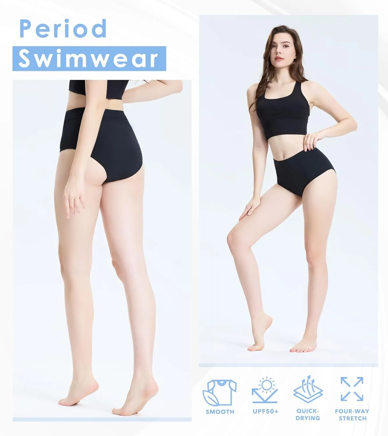 Period Swimwear Leakproof Bikini Bottoms Full Coverage Menstrual Swimsuit for Women Teens Girls