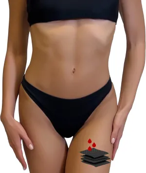Period Swimwear - Menstrual Swimwear Bikini Bottoms - Black Leakproof Swim Bottoms for Teens Girls and Women