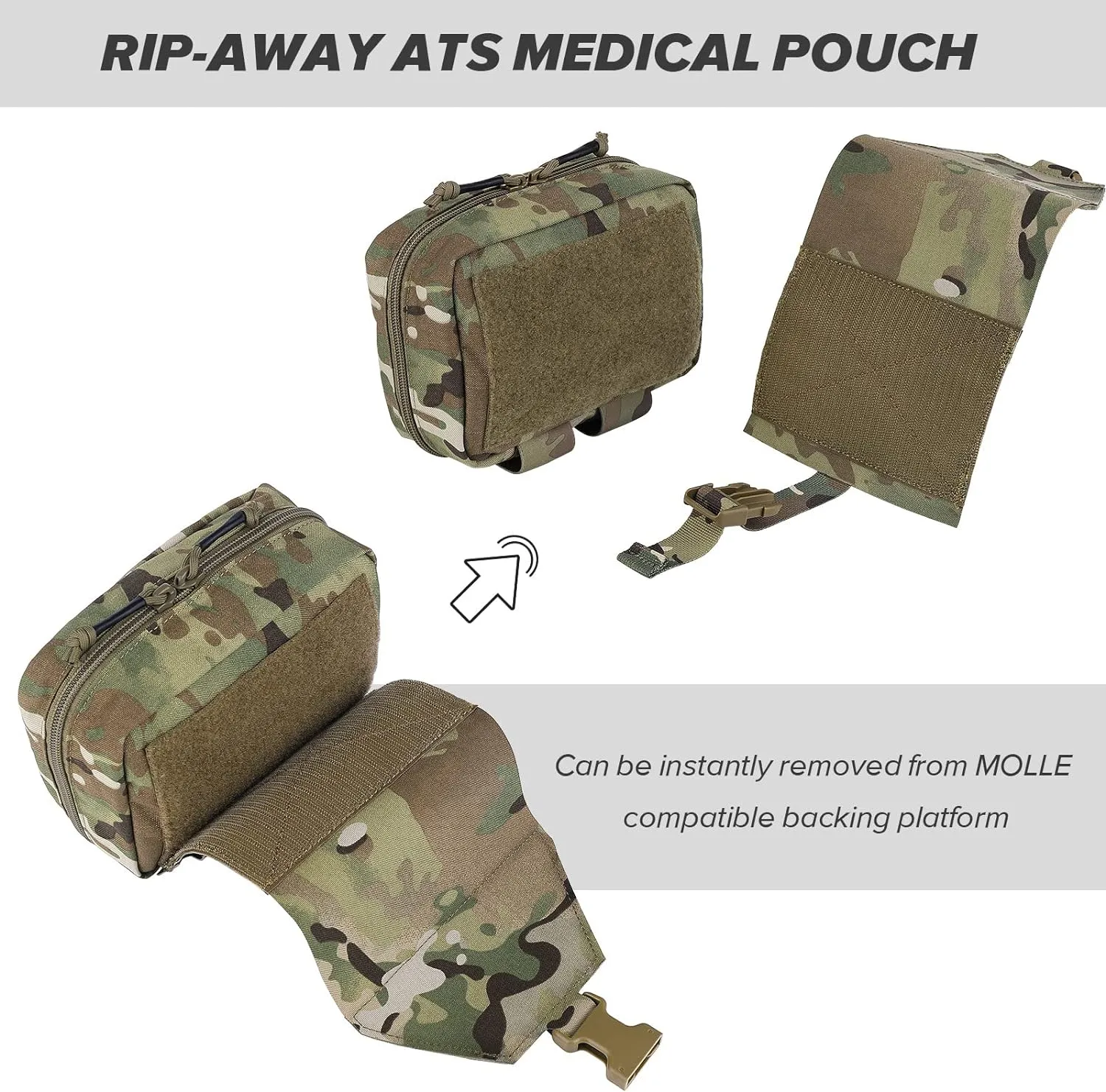 PETAC GEAR Tactical Rip Away Medical Pouch Tear Off First Aid IFAK Pouch Molle & Belt Horizontal Outdoor Emergency Survival Bag …