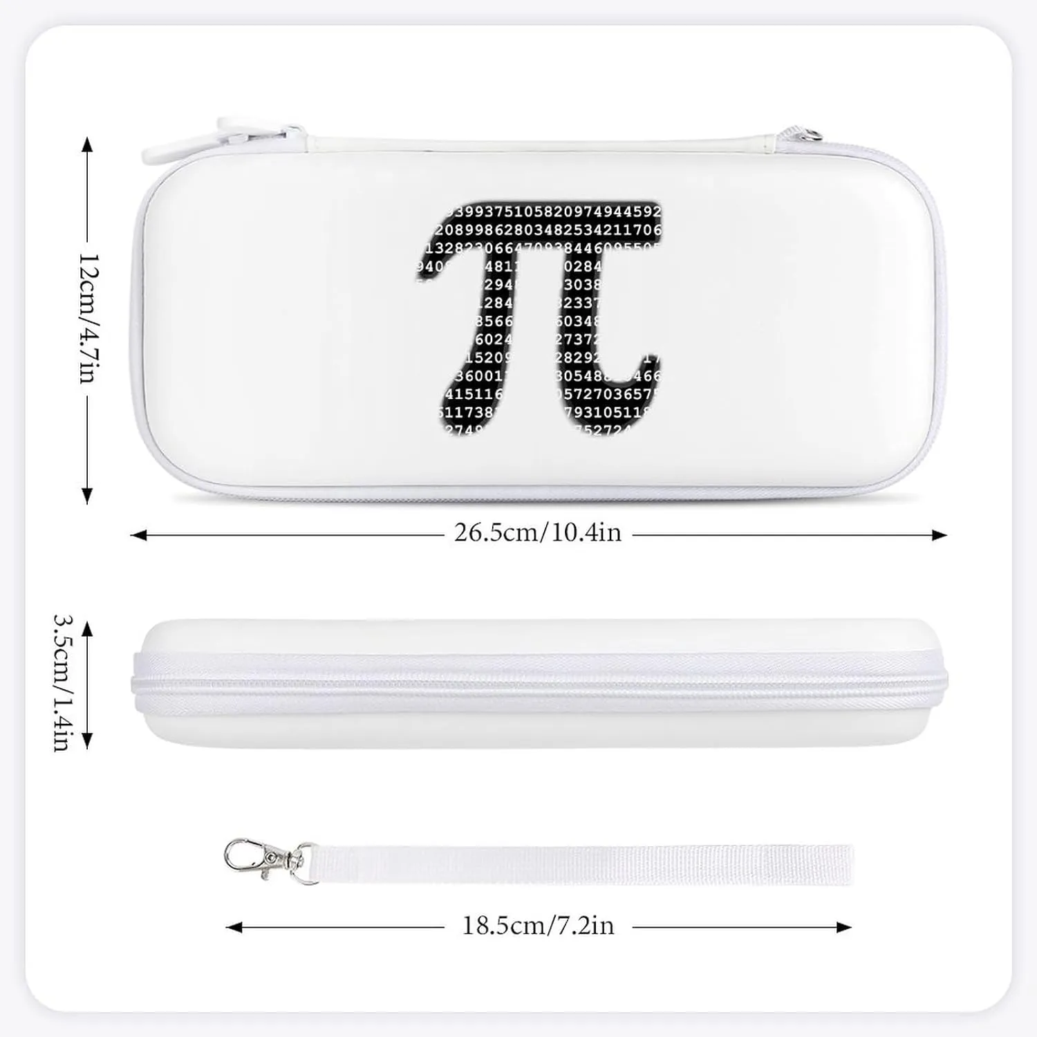 Pi Mathematical Symbol Hard Shell Travel Case with Rope 15 Game Card Pockets Compatible with Switch Protective
