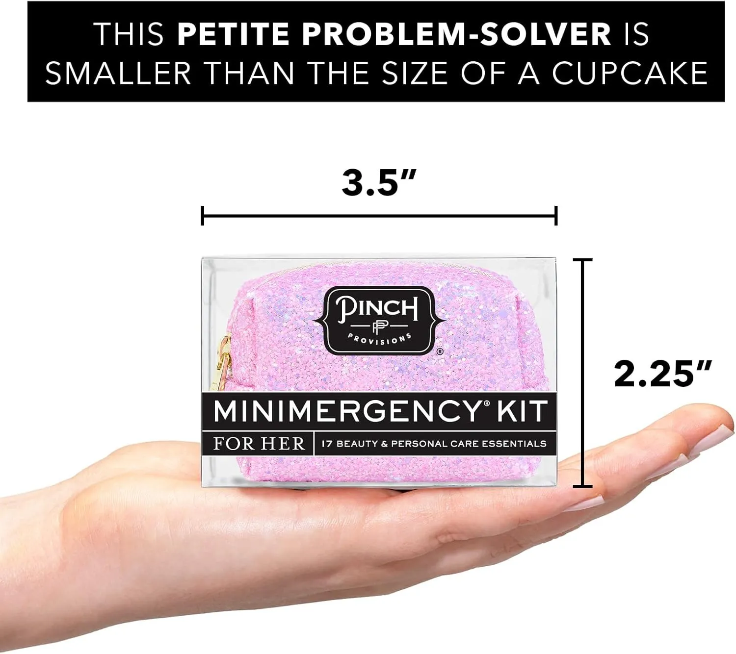 Pinch Provisions Orchid Glitter Minimergency Kit, Includes 17 Travel-Sized Cosmetic Essentials, Convenient for Purses, Emergency Beauty Accessories, Gifts for Holiday’s & Birthday’s