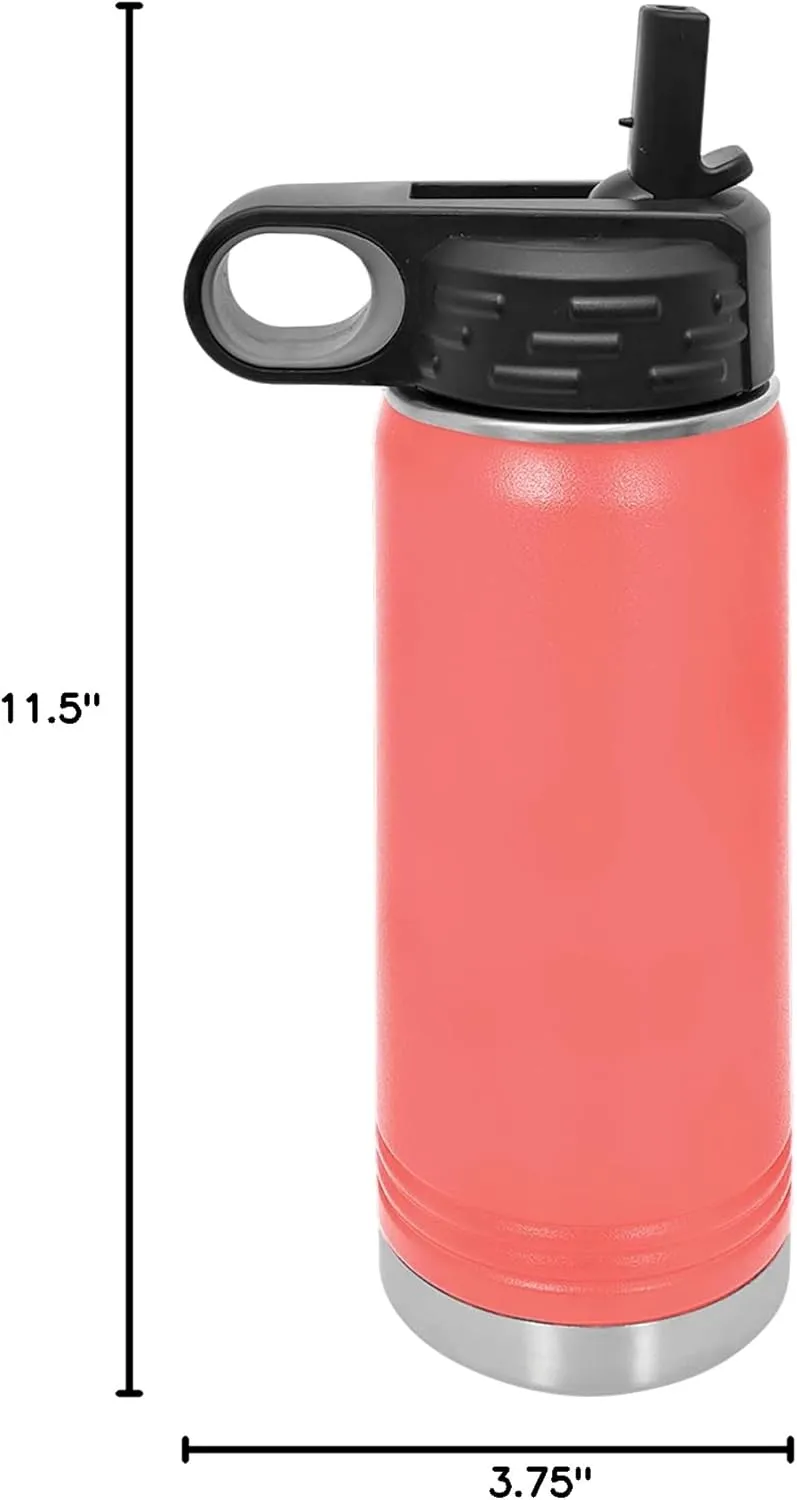 Polar Camel 40 oz Stainless Steel Water Bottle with Flip Top Lid and Straw (Coral)