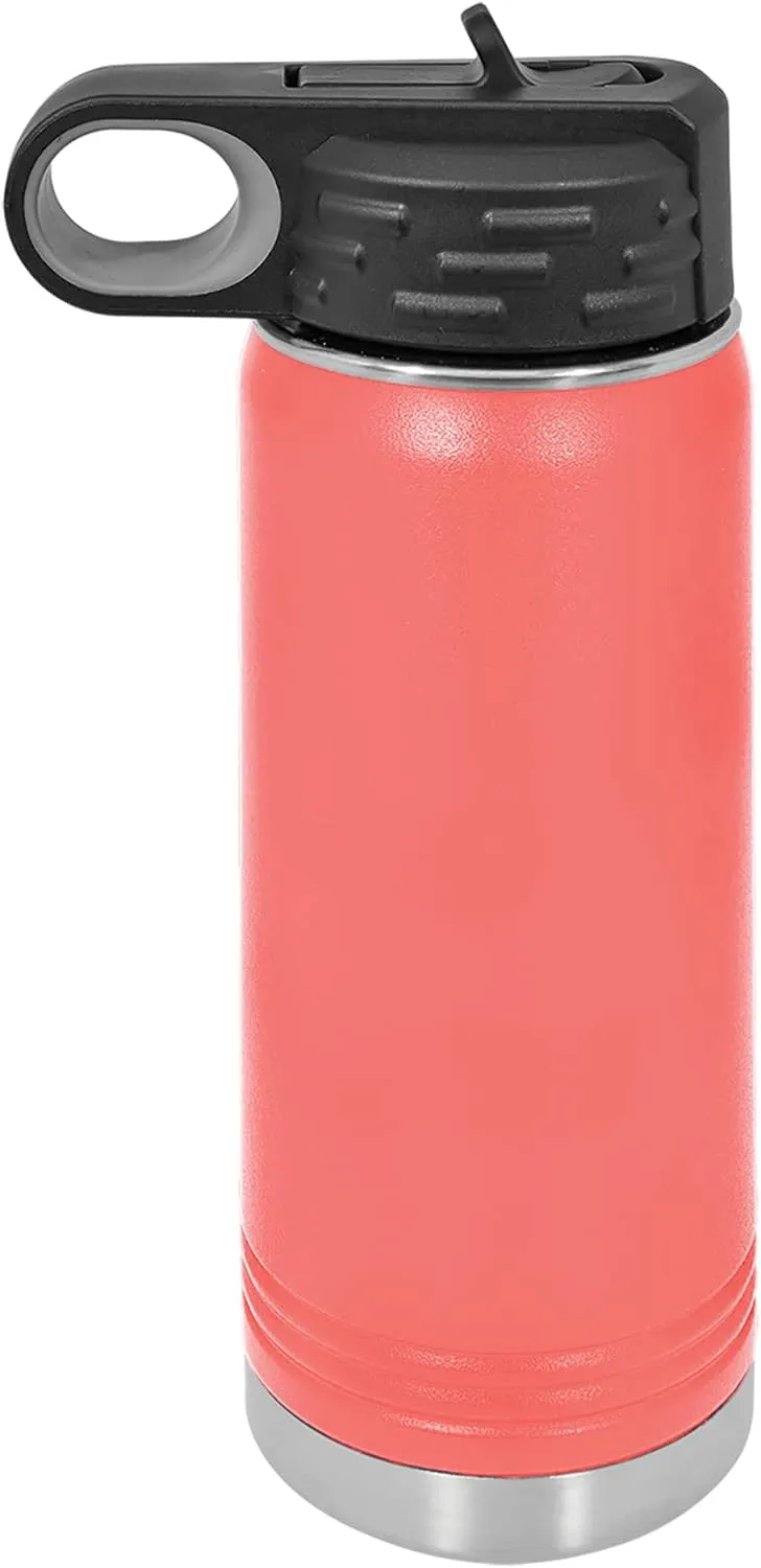 Polar Camel 40 oz Stainless Steel Water Bottle with Flip Top Lid and Straw (Coral)