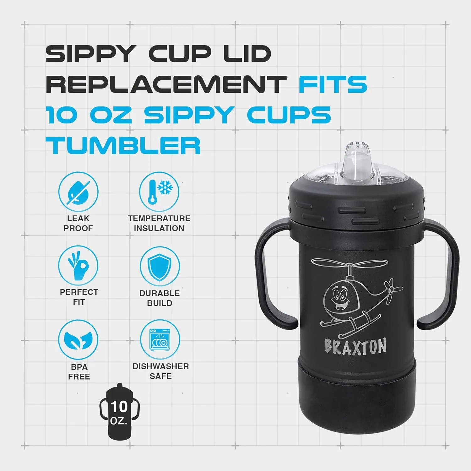 Polar Camel Lid Replacement Sippy Cups (10 oz 2-Pack) - Perfect Fit for Polar Camel 10 oz Sippy Cups Tumbler, Durable Seal Ensures Leak Prevention and Long-Lasting Use