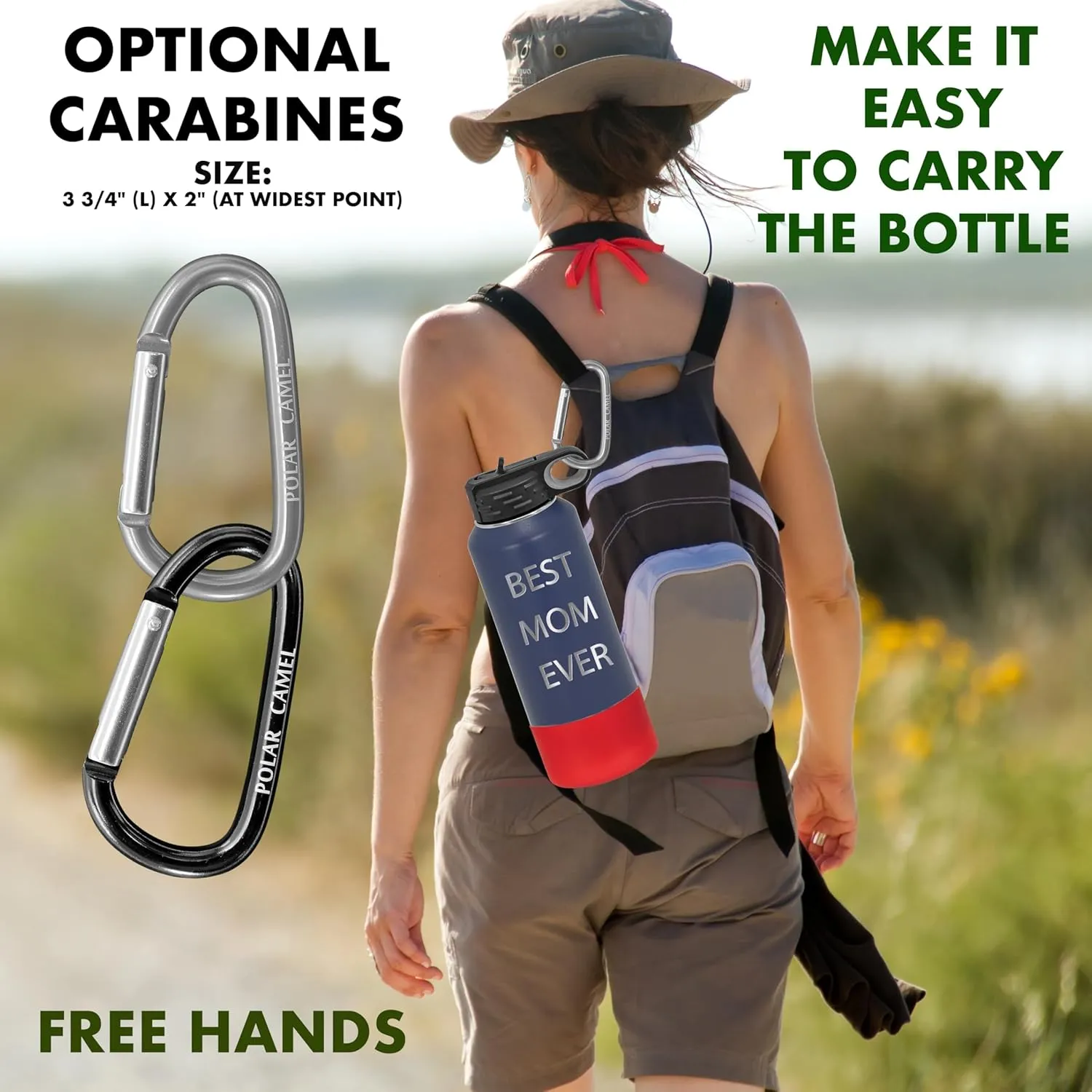 Polar Camel Personalized Water Bottles 32oz with Flip-Top Lid and Straw, Customized Vacuum Insulated Stainless Steel Sports Double Wall Thermos, Your Logo Name and Text Engraved (Navy Blue)