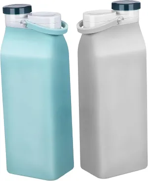 POPETPOP 2Pcs Foldable Water Bottles Leakproof Lightweight Sports Kettle Collapsible Design for to Carry for Commuting Camping and Outdoor Activities