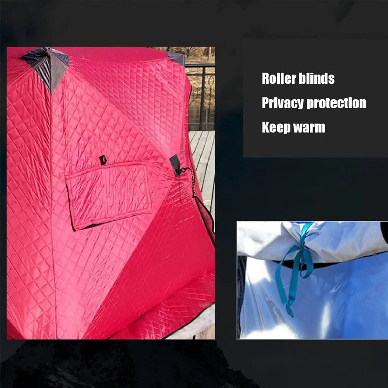 Portable 3 Person Ice Fishing Tent Lightweight Tent, Insulated Ice Fishing Shelter Ice Fishing Shanty for Ice Fishing Camping Travel (B 180x180x140cm)