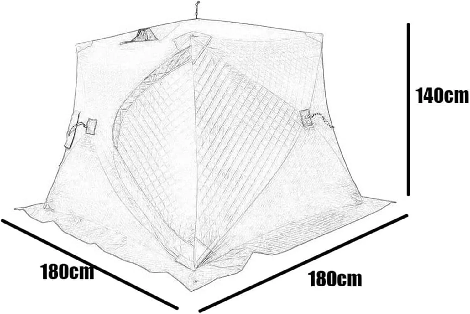 Portable 3 Person Ice Fishing Tent Lightweight Tent, Insulated Ice Fishing Shelter Ice Fishing Shanty for Ice Fishing Camping Travel (B 180x180x140cm)