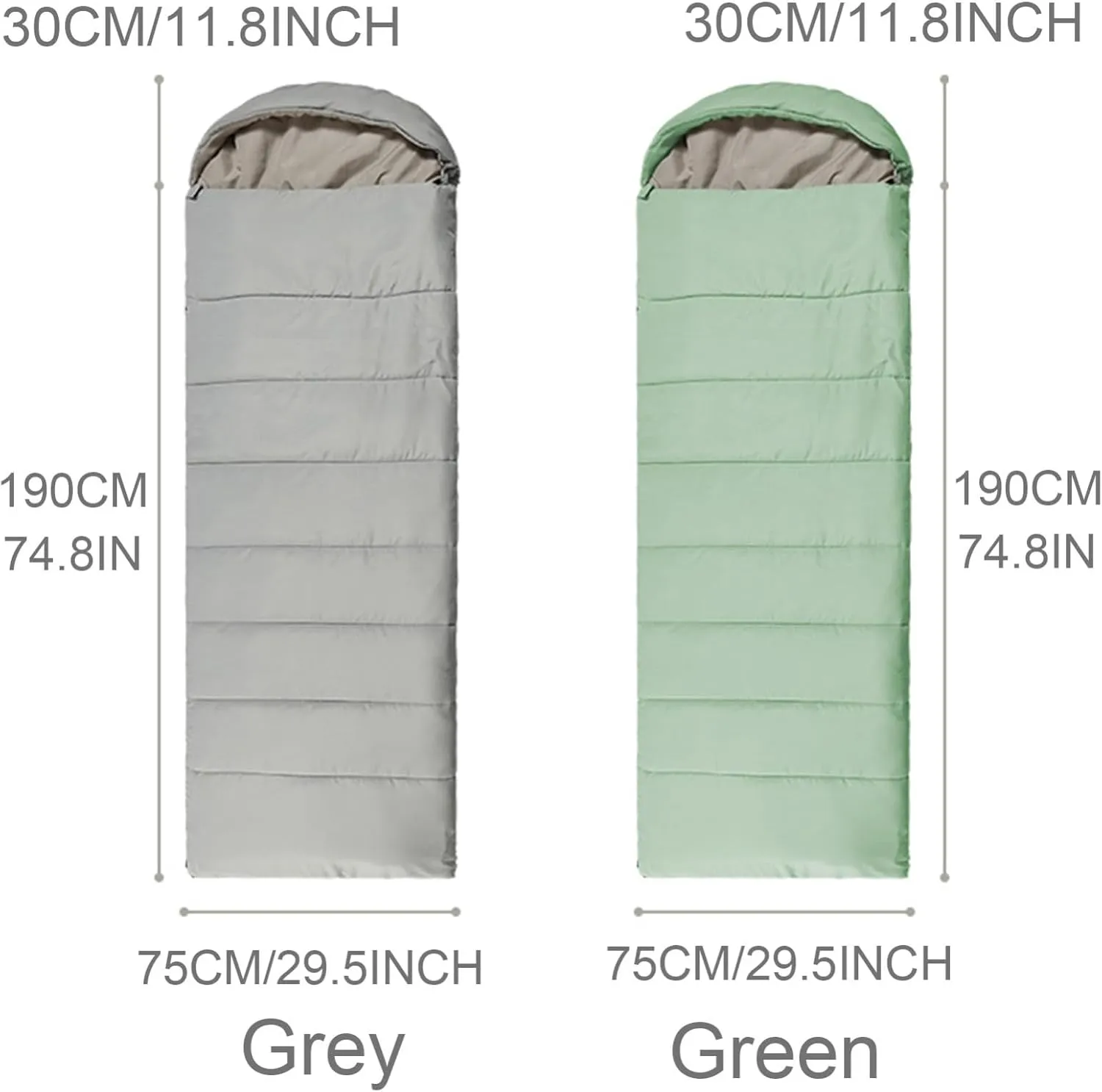 Portable Camping Sleeping Bag, Ultralight Warm Windproof Zippered Rectangle 4 Season with Compression Sack for Adults