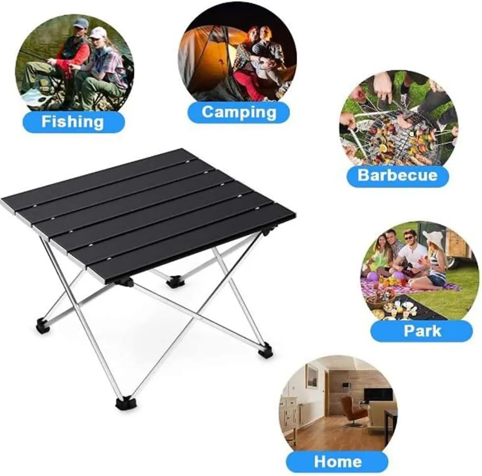 Portable Camping Table Small Ultralight Folding Table with Aluminum Table Top and Carry Bag Perfect for Outdoor Picnic Side Table, 41*35*30cm