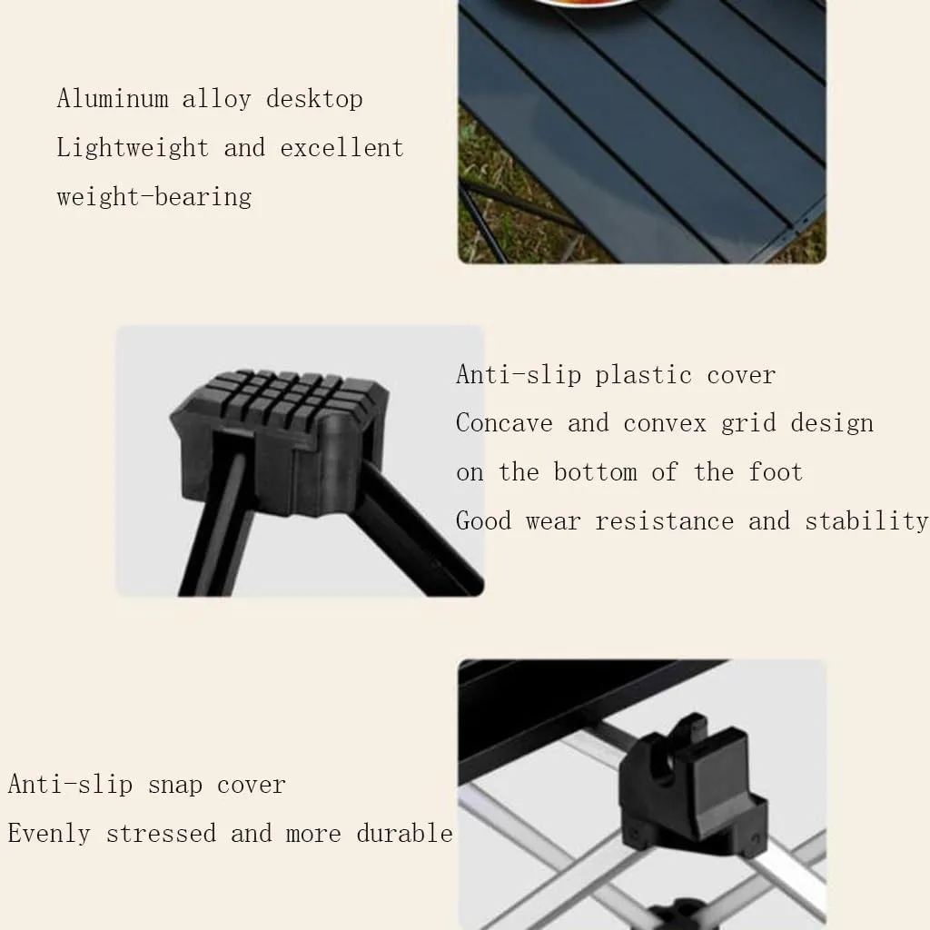 Portable Camping Table Small Ultralight Folding Table with Aluminum Table Top and Carry Bag Perfect for Outdoor Picnic Side Table, 41*35*30cm