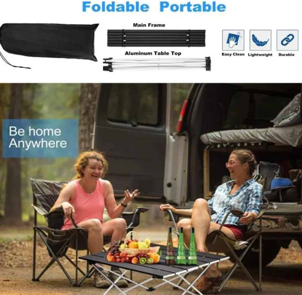 Portable Camping Table Small Ultralight Folding Table with Aluminum Table Top and Carry Bag Perfect for Outdoor Picnic Side Table, 41*35*30cm