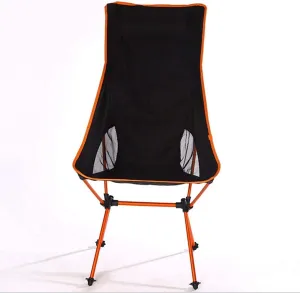 Portable Chairs Garden Folding Seater Ultralight Portable Camping Chair Outdoor High Back Recliner for Beach Hiking Fishing (Color : Orange)