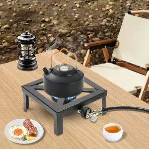 Portable Single Burner Outdoor Gas Stove Propane Cooker with Adjustable 0-20Psi Regulator Hose for Patio Camping, BBQ, Home Brewing, Turkey Fry, Maple Syrup Prep