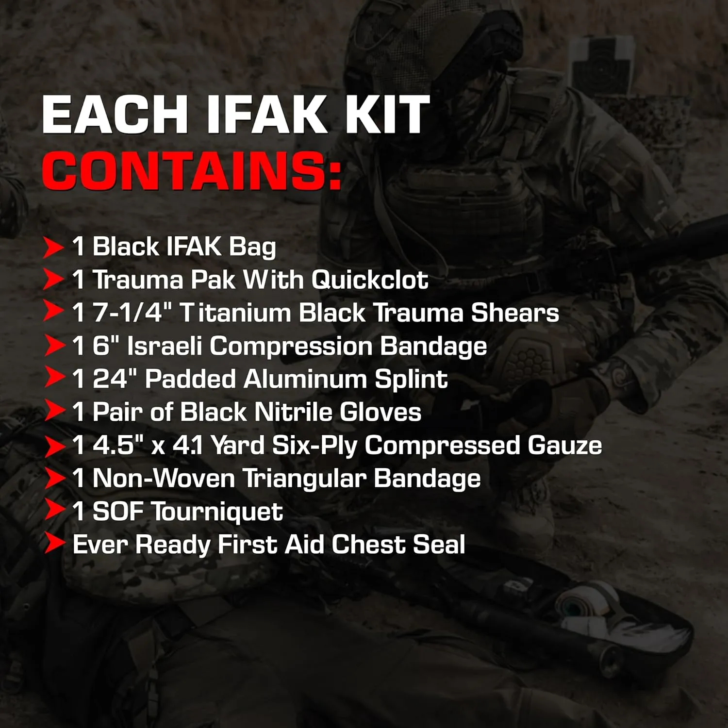 Premium IFAK Trauma First Aid Kit - Military Combat Tactical Molle - Active Shooter Kit with SOF Tourniquet, Vented Chest Seal, Emergency Bleeding Control - Black - FSA/HSA Eligible