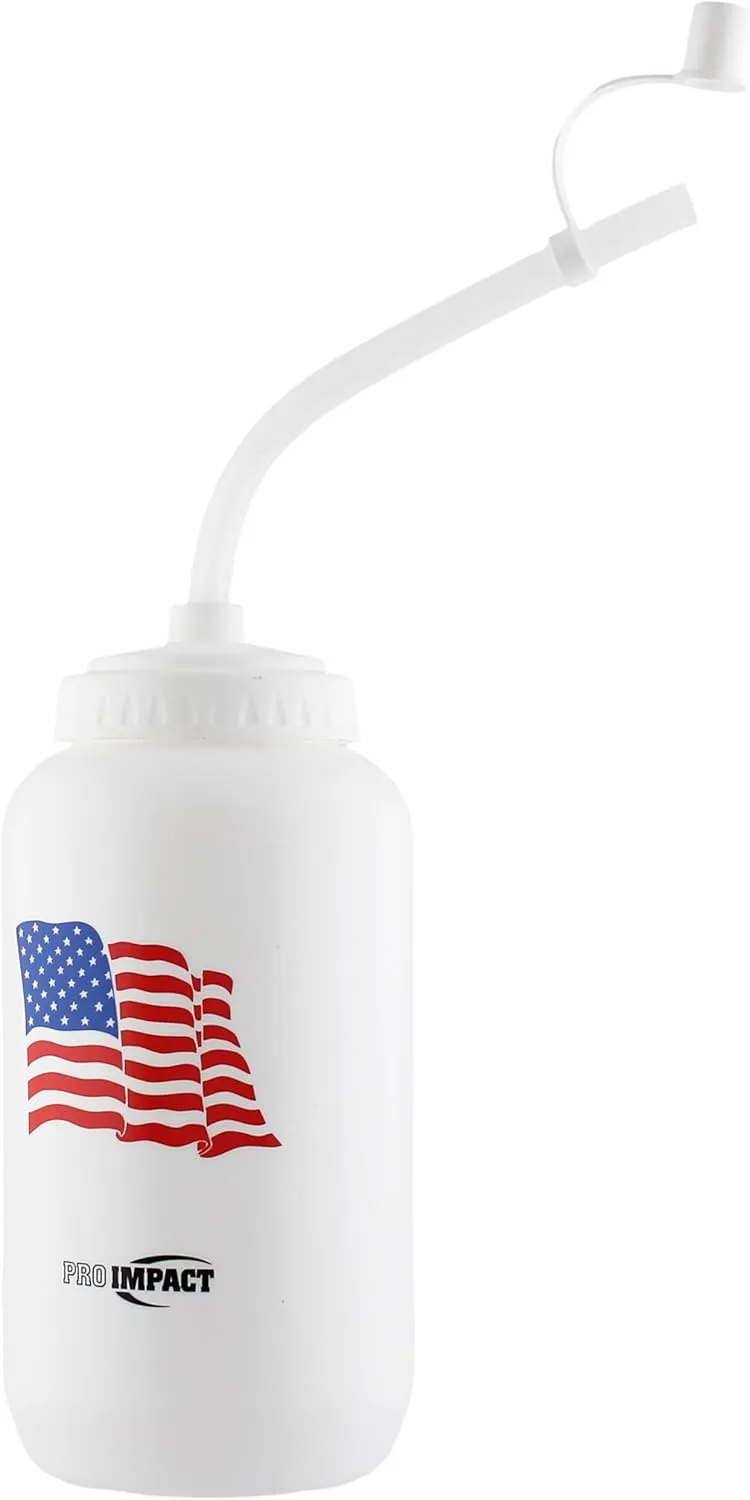 Pro Impact Squeezable Water Bottle Bendable Long Straw - LDPE BPA Free Plastic - Hydration for Baseball Hockey Gym MMA Yoga Boxing Cycling Softball Football Lacrosse (35.5 Oz.)