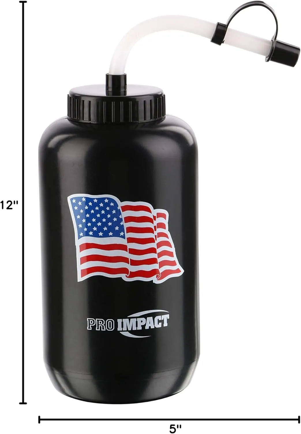 Pro Impact Squeezable Water Bottle Bendable Long Straw - LDPE BPA Free Plastic - Hydration for Baseball Hockey Gym MMA Yoga Boxing Cycling Softball Football Lacrosse (35.5 Oz.)
