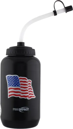 Pro Impact Squeezable Water Bottle Bendable Long Straw - LDPE BPA Free Plastic - Hydration for Baseball Hockey Gym MMA Yoga Boxing Cycling Softball Football Lacrosse (35.5 Oz.)