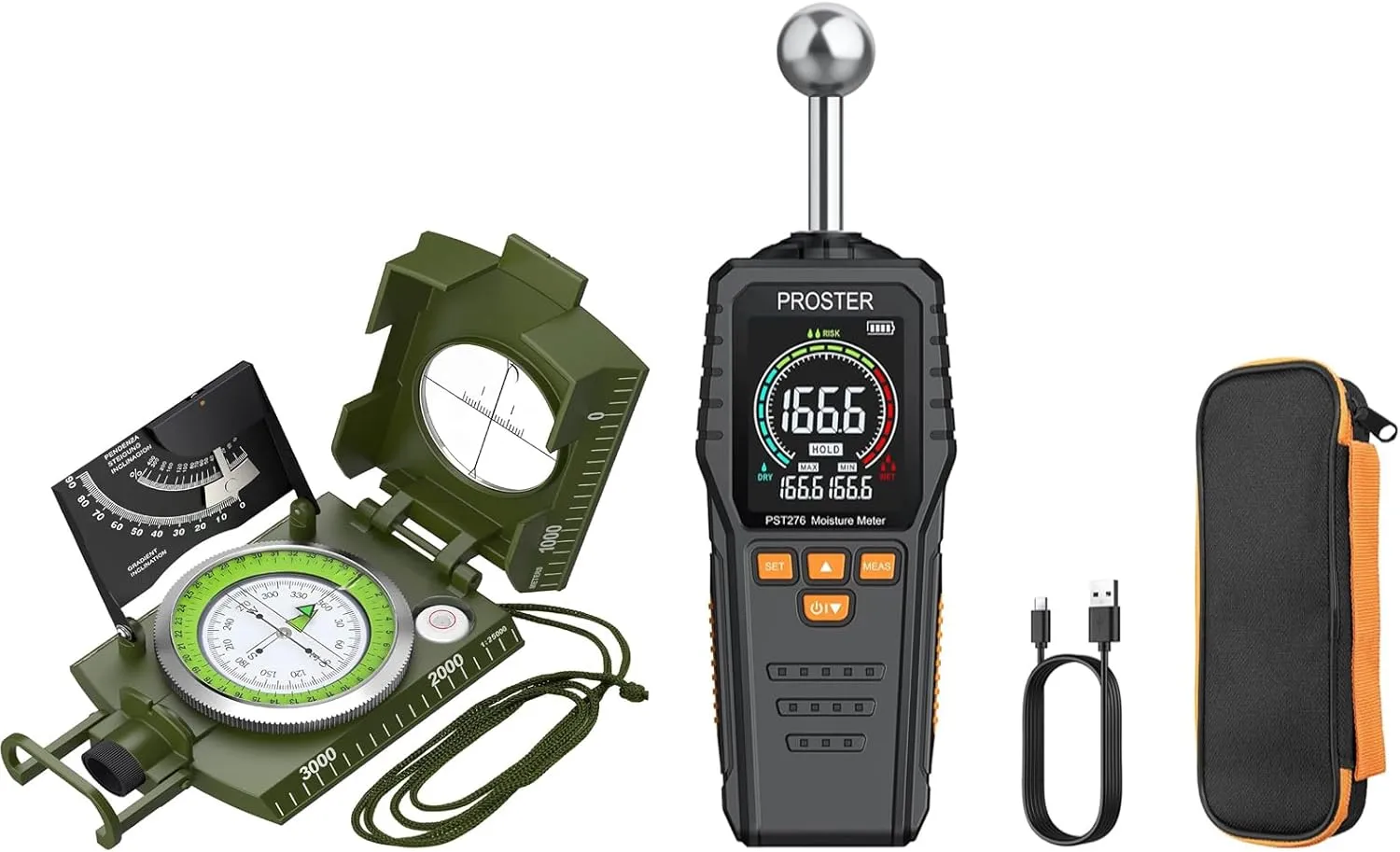 Proster IP65 Compass Hiking - Spherical Moisture Meter