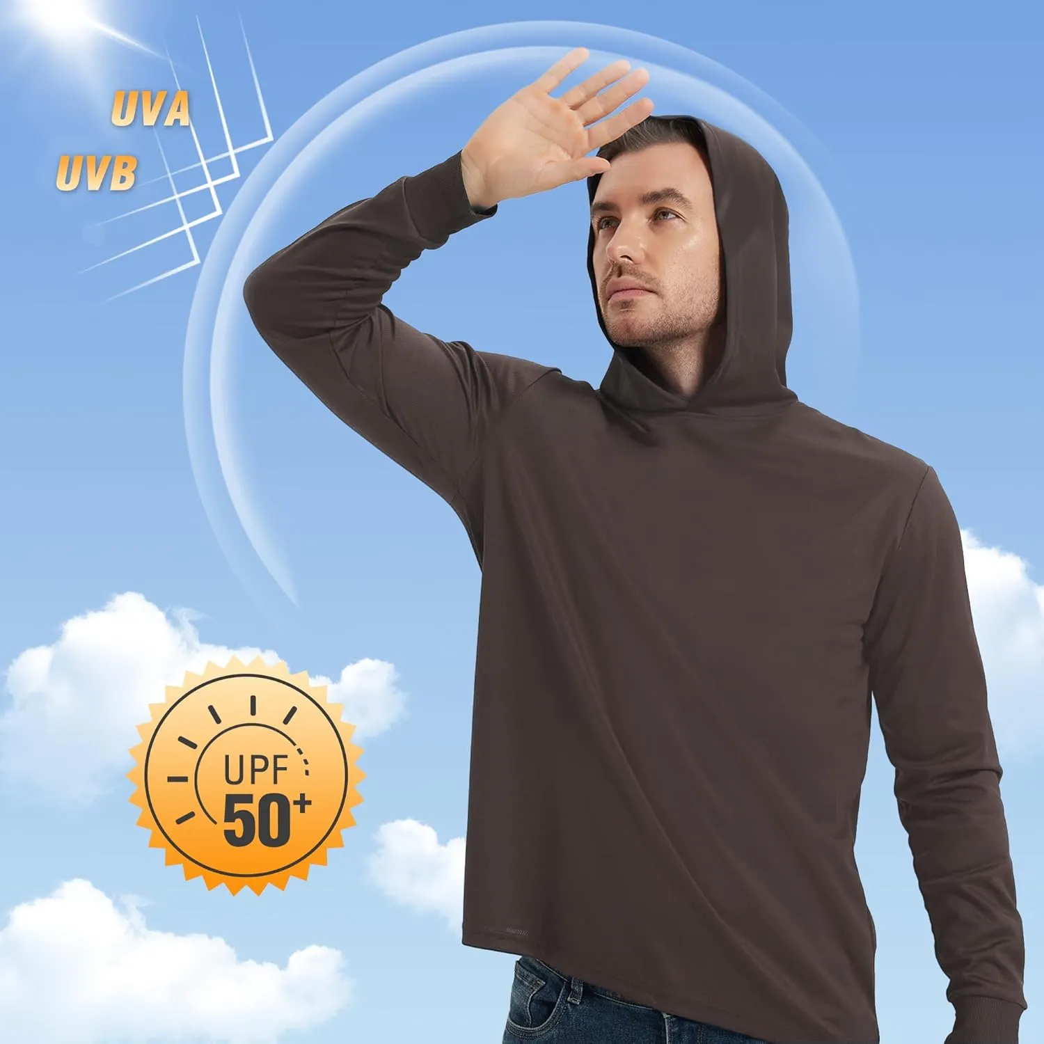 ProtectX High Visibility Sun Protection Lightweight Long Sleeve Hoodie, UPF 50  Quick-Dry, SPF UV Shirt, Active Wear