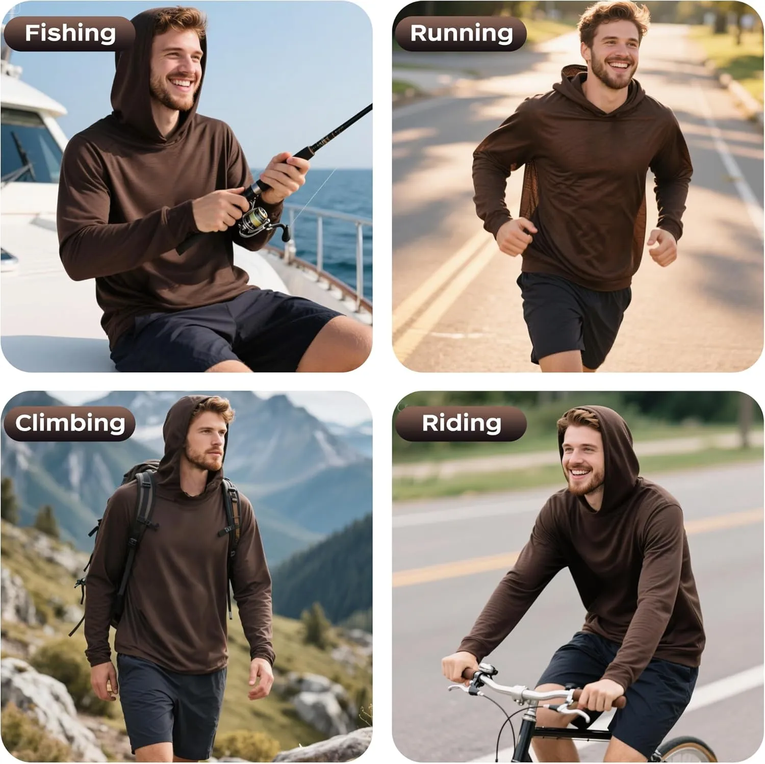 ProtectX High Visibility Sun Protection Lightweight Long Sleeve Hoodie, UPF 50  Quick-Dry, SPF UV Shirt, Active Wear