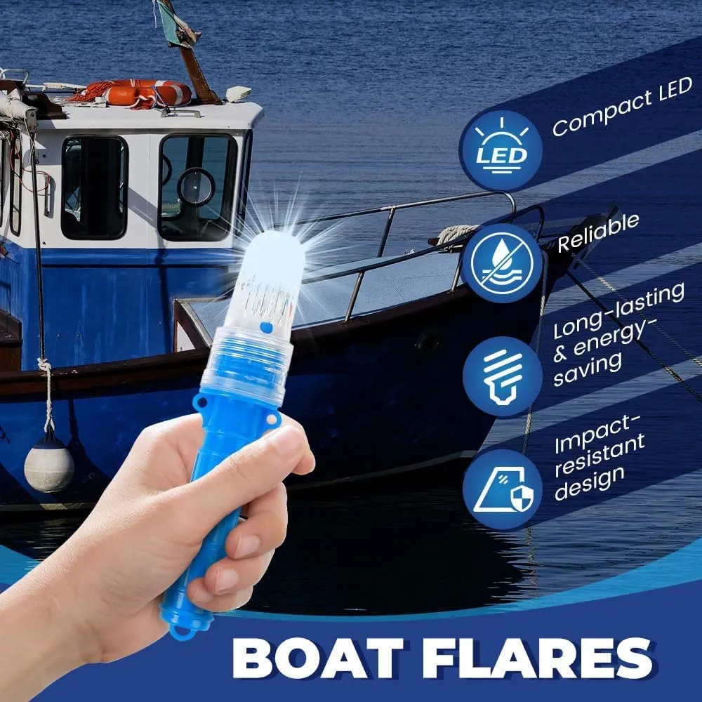 PRXD 3 PCS Boat Flares, 2025 Upgraded Electronic Boat Flare Coast Guard Approved, Waterproof Boat Safety Kit Emergency Signals for Fishing Nets, Buoys, Boats