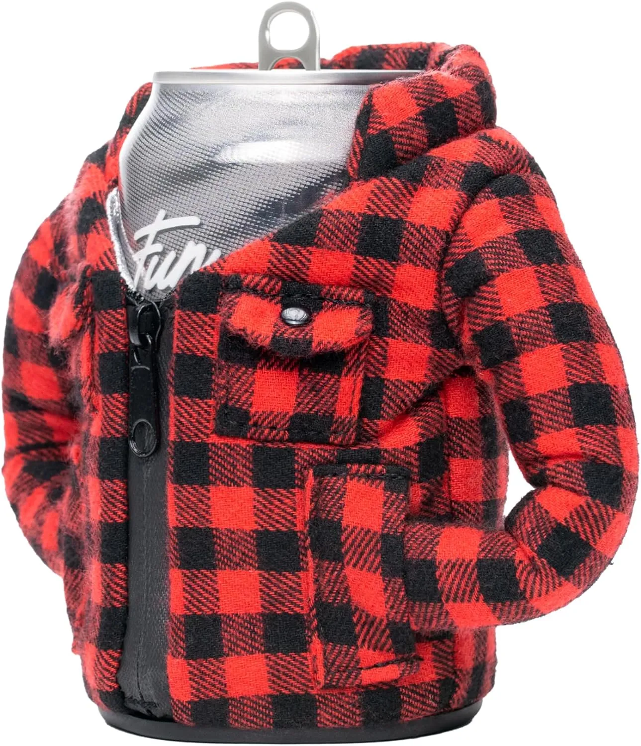 Puffin - The Lumberjack Flannel - Insulated 12 oz Can Cooler I Beer Bottle & Soda Can Insulator, Keep Drinks and Beverages Cold - Puffin Red
