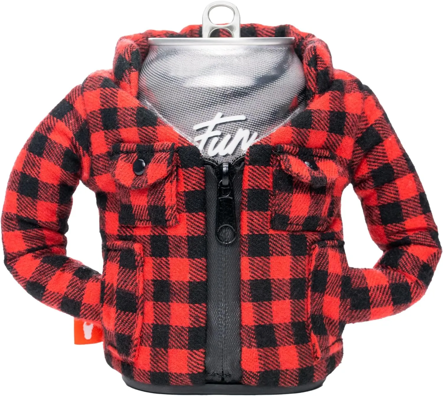 Puffin - The Lumberjack Flannel - Insulated 12 oz Can Cooler I Beer Bottle & Soda Can Insulator, Keep Drinks and Beverages Cold - Puffin Red