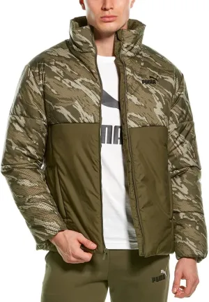 PUMA Mens Essentials   Essentials Padded All Over Print Jacket, Grape Leaf, Small US