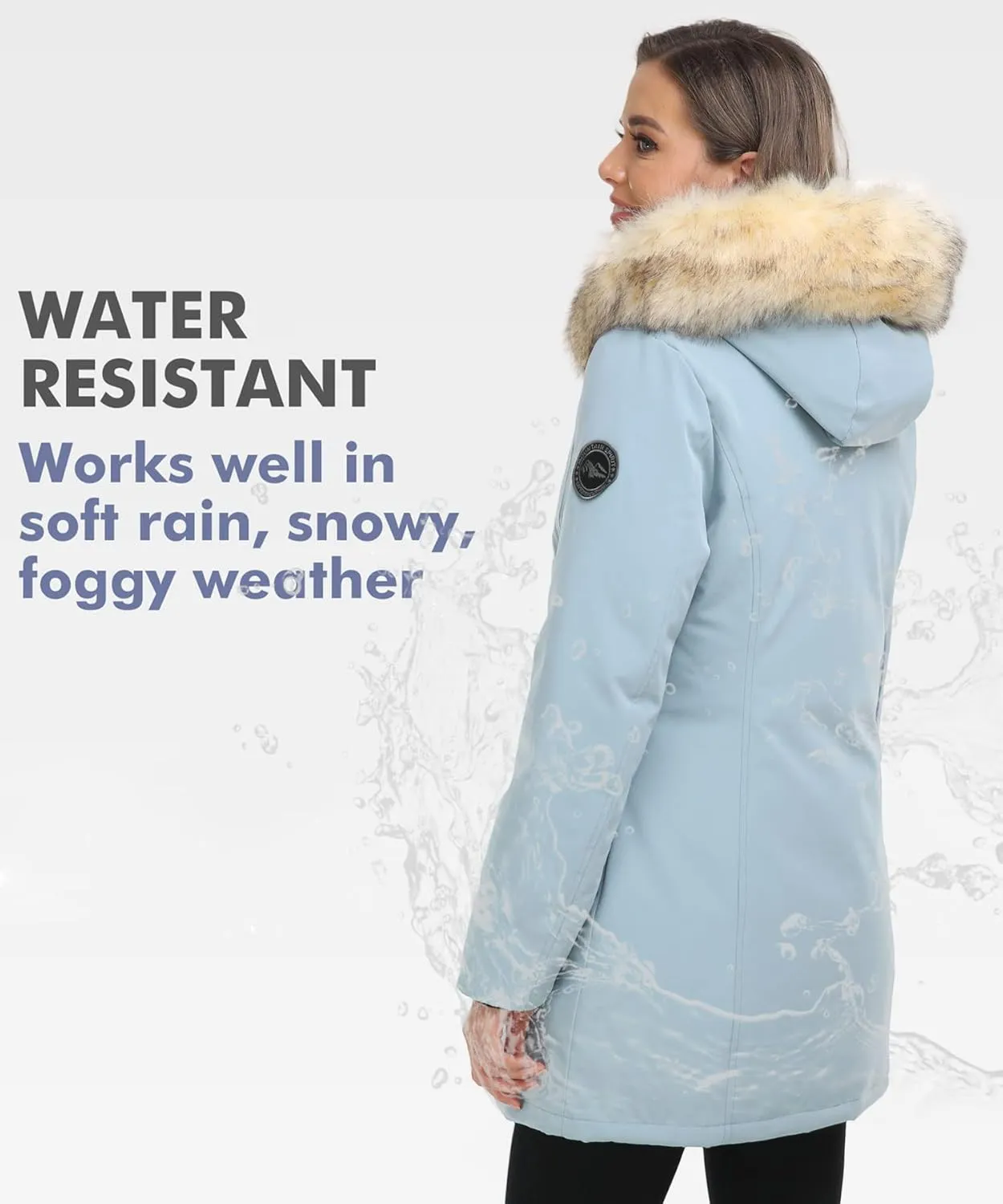PUREMSX Duck Down Winter Coat for Women Insulated Long Thick Fur Hood Puffer Warm Parka Jacket