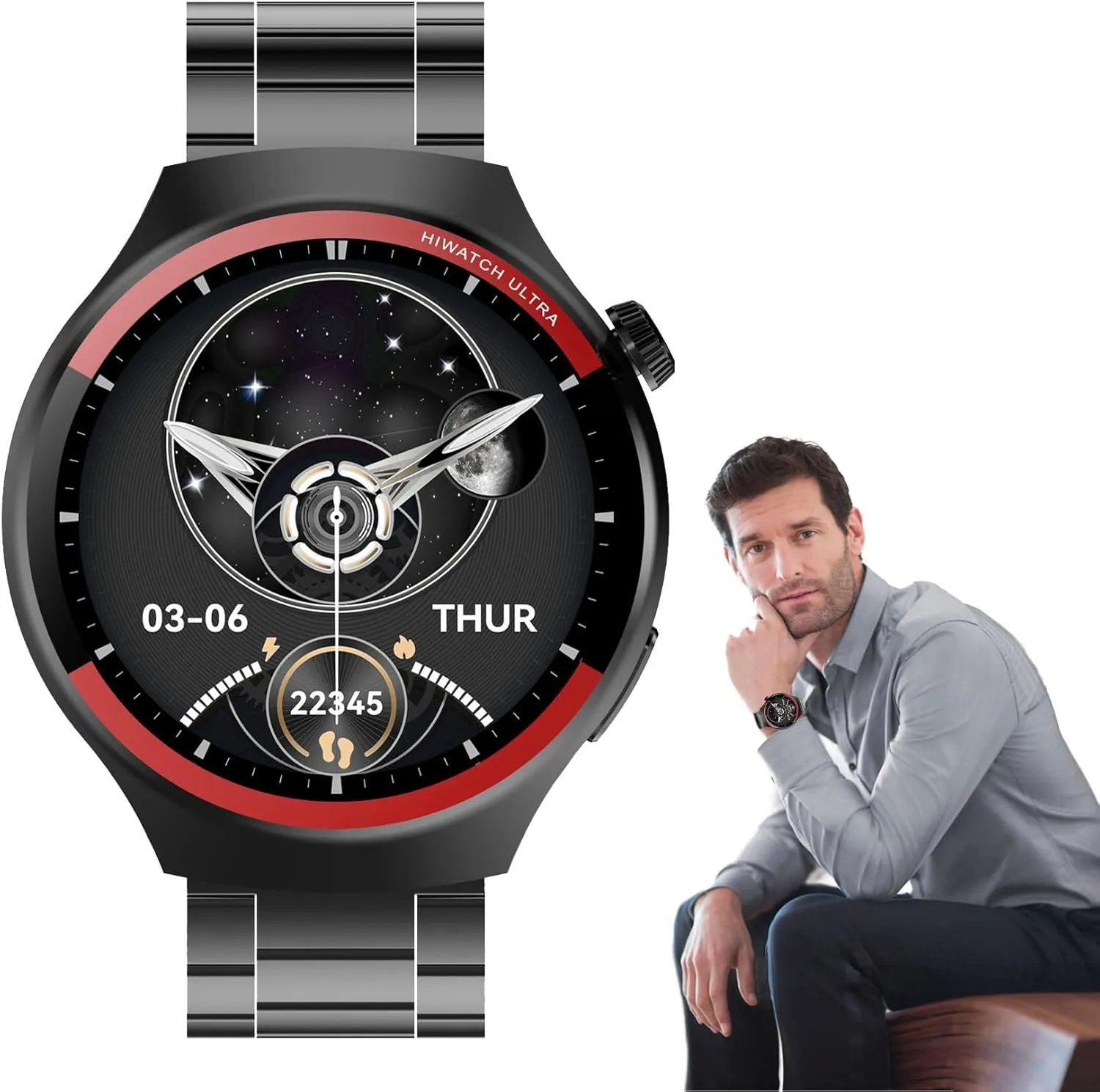 Qatteeey Smart Watch - 1.62" HD Large Screen Smart Watch, 7 Dynamic Sports Modes,Advanced Health Monitoring,Waterproof Mens for Android Phones iPhone Compatible (Black)