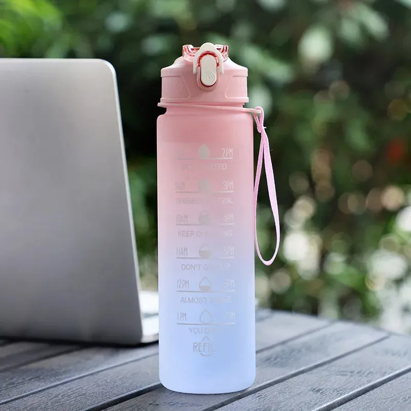 "900/1000ml Motivational Leakproof Water Bottle-Durable Sport Bottle For Outdoor & Fitness Use