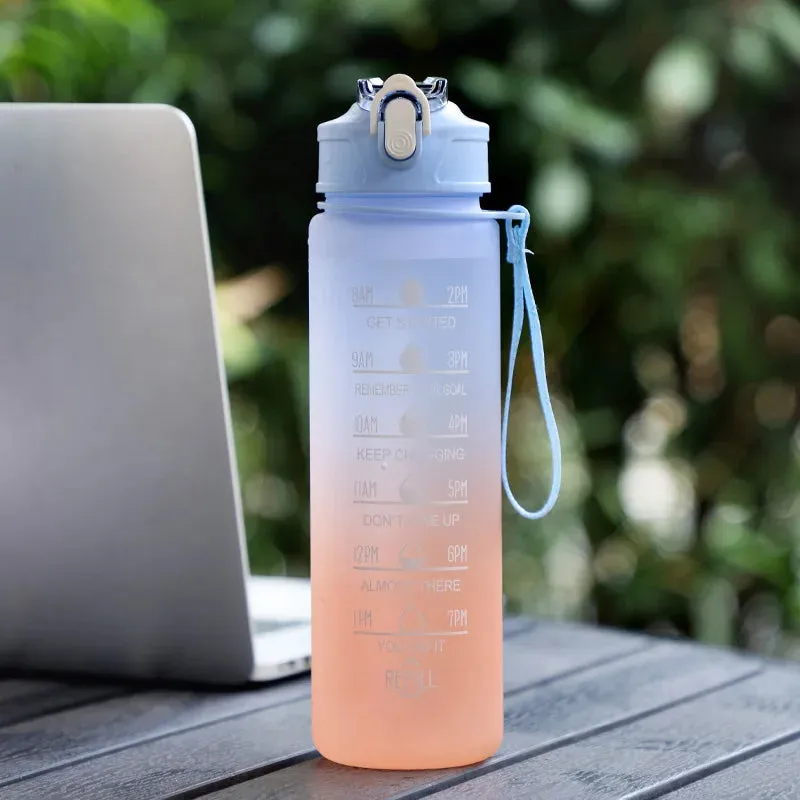 "900/1000ml Motivational Leakproof Water Bottle-Durable Sport Bottle For Outdoor & Fitness Use