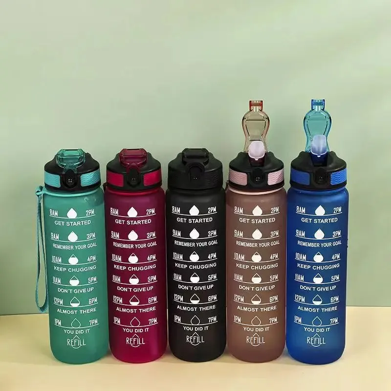 "900/1000ml Motivational Leakproof Water Bottle-Durable Sport Bottle For Outdoor & Fitness Use