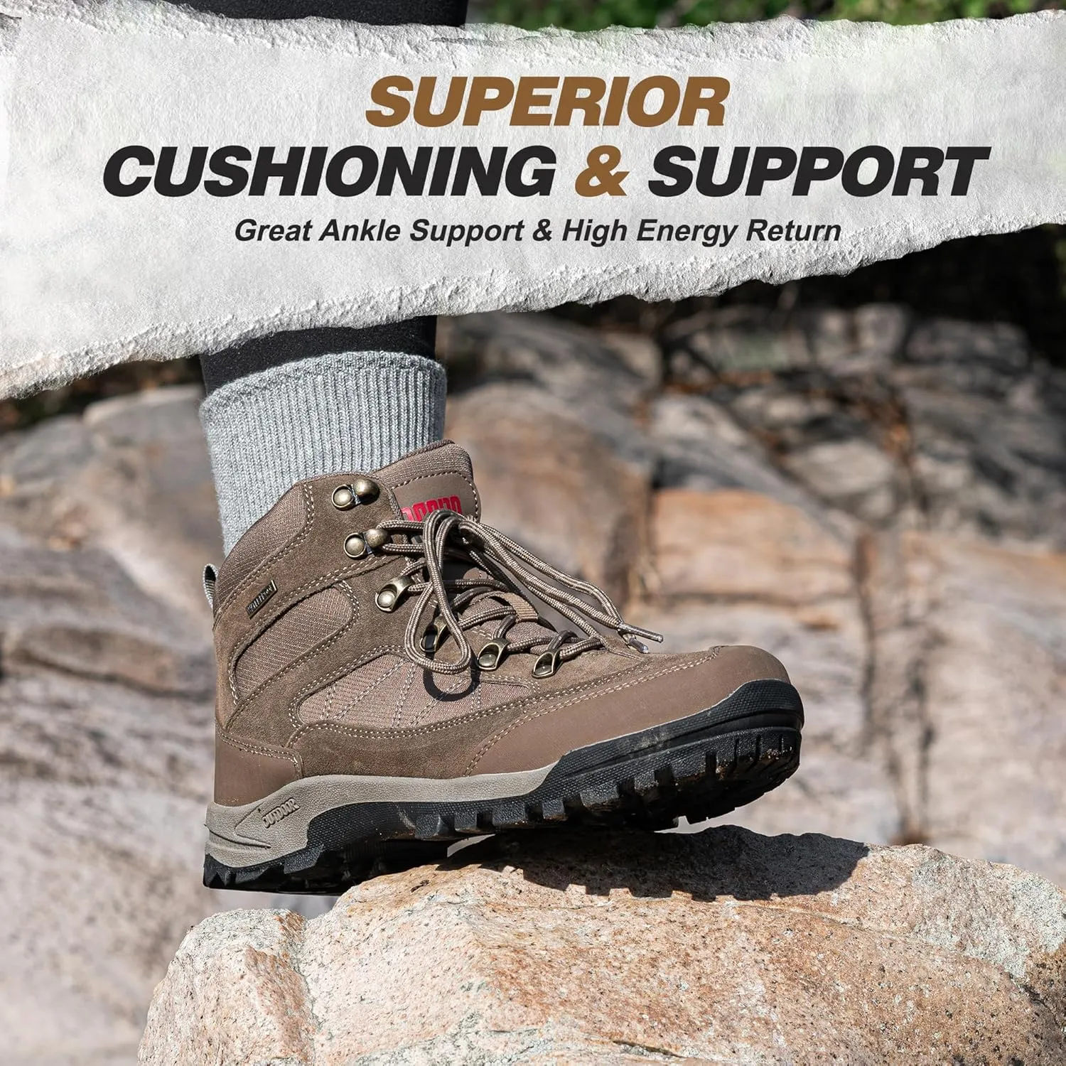 R CORD Hiking Boots Women Waterproof Ankle Support Womens Hiking Boots Backpacking Boots Breathable Non-slip Durable Boots for Outdoors