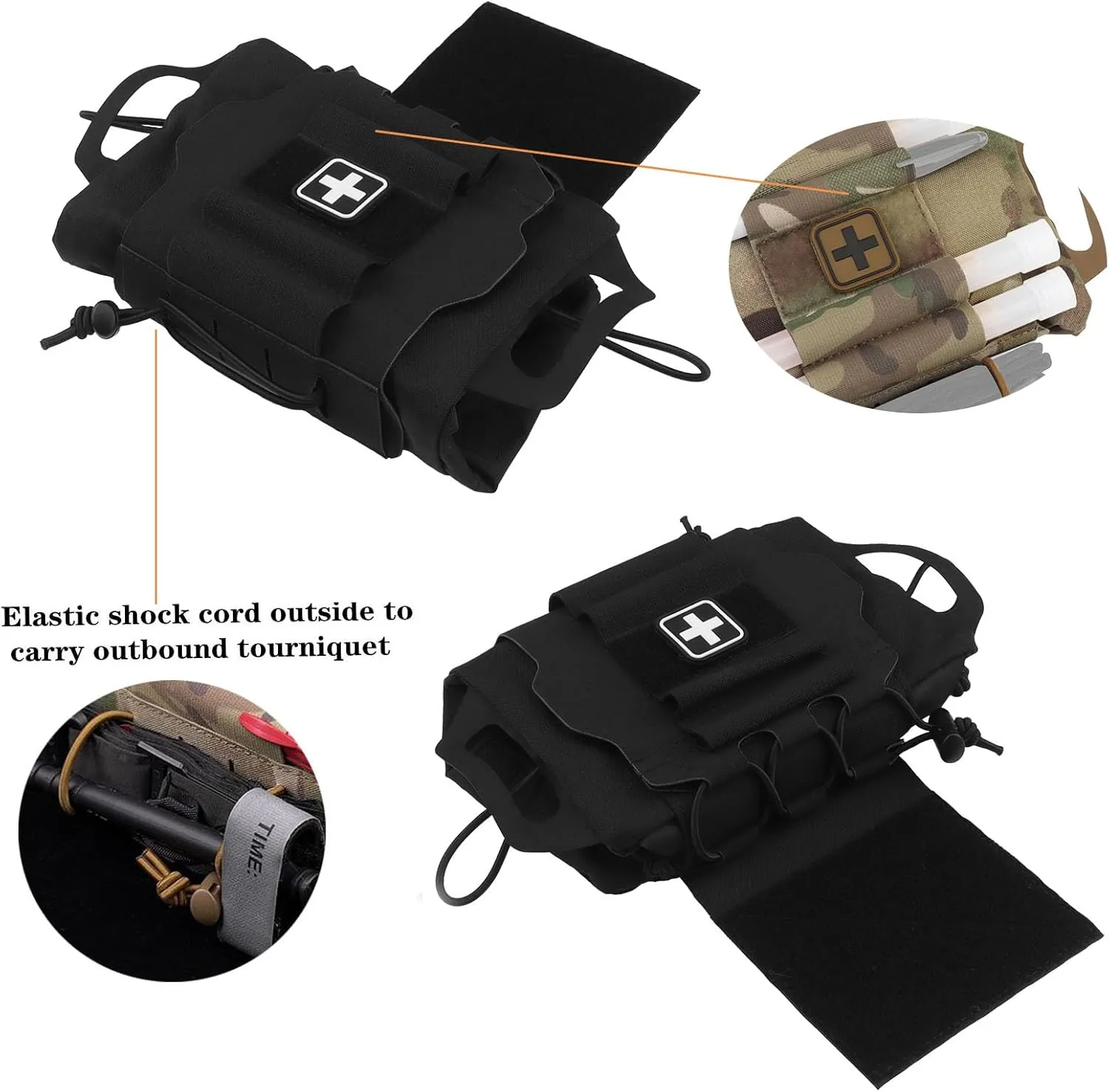 Rapid Tear-Away First Aid Kit Pack Two-Piece System Tactical IFAK Pouch Medical Pouches Emergency Survival Bag Mounted by hook & Loop