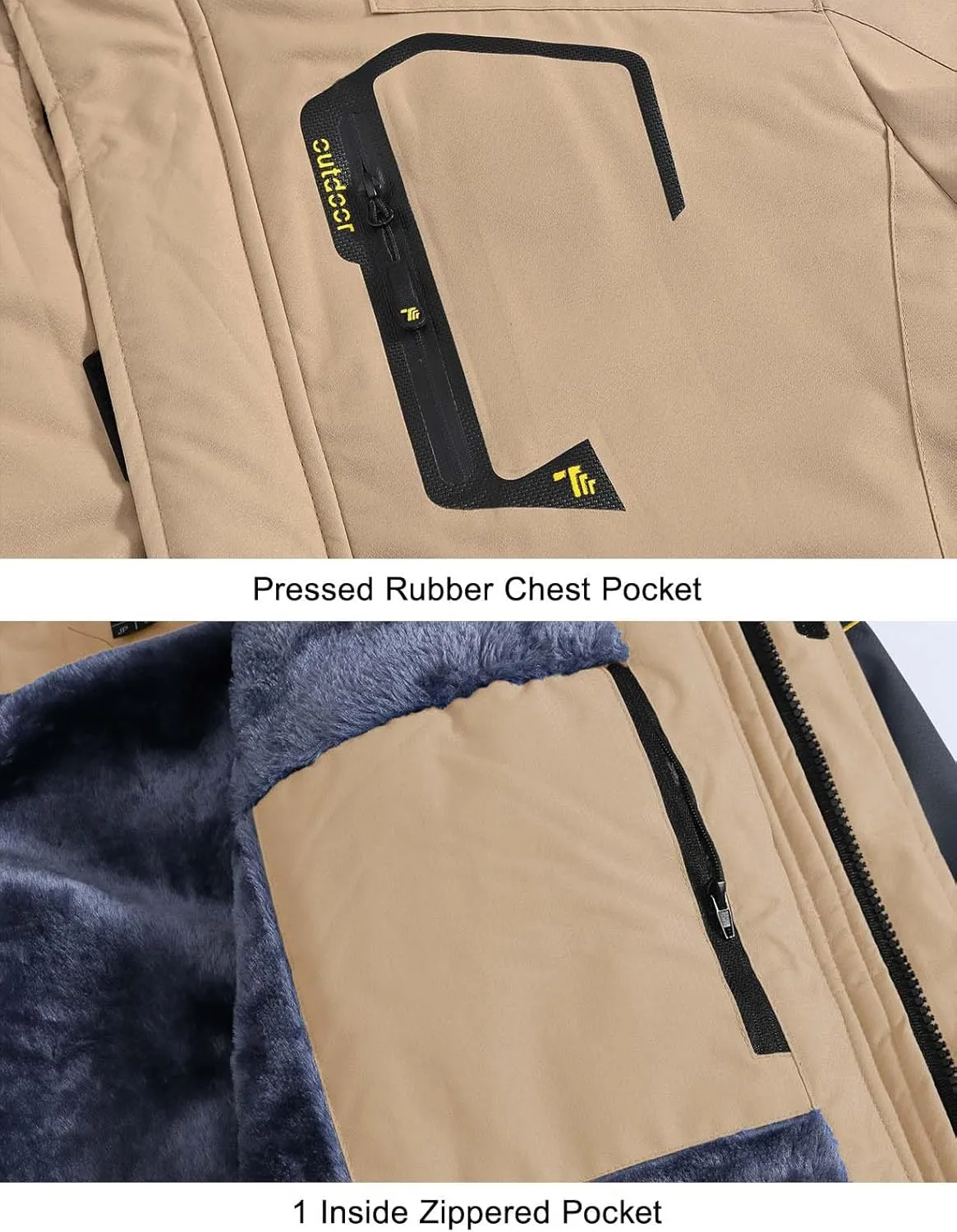 Rdruko Men's Ski Snow Jacket Waterproof Insulated Fleece Outdoor Mountain Hooded Winter Coat
