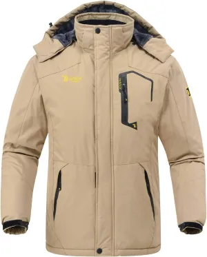 Rdruko Men's Ski Snow Jacket Waterproof Insulated Fleece Outdoor Mountain Hooded Winter Coat
