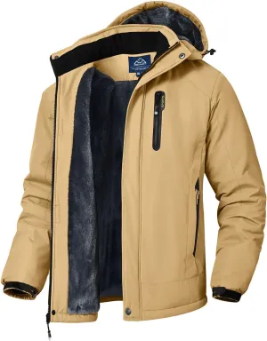 Rdruko Men's Ski Snow Jacket Waterproof Winter Insulated Fleece Hooded Outdoor Mountain Coat