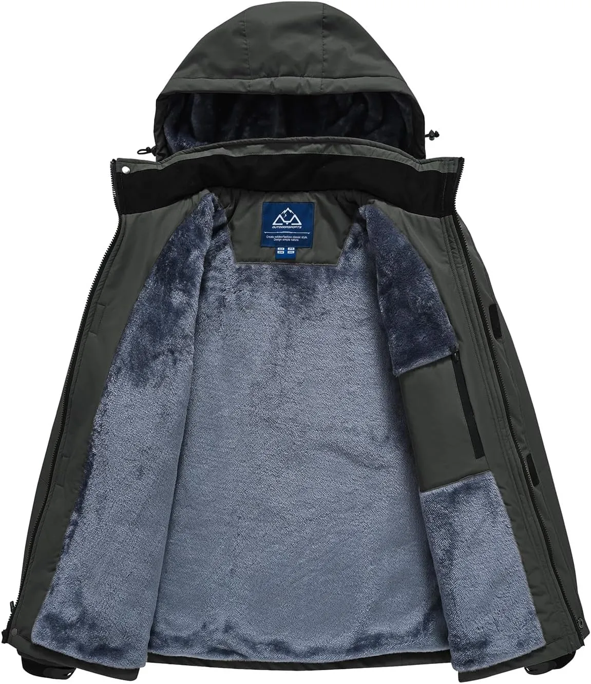 Rdruko Men's Ski Snow Jacket Waterproof Winter Insulated Fleece Hooded Outdoor Mountain Coat